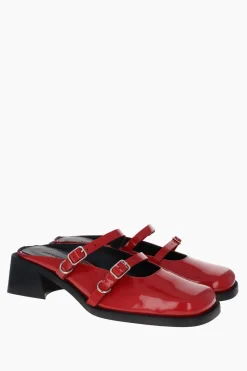 Justine Clenquet Andie red lipstick mules Sale