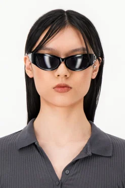 Justine Clenquet Clara black sunglasses Clearance