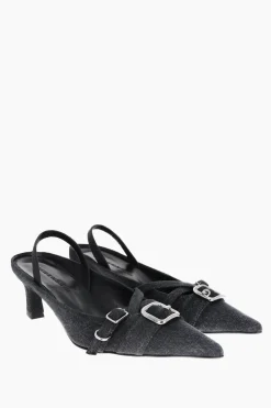 Justine Clenquet Joan denim zinc slingbacks Outlet