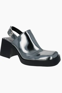 Justine Clenquet Raf gun metal mules New