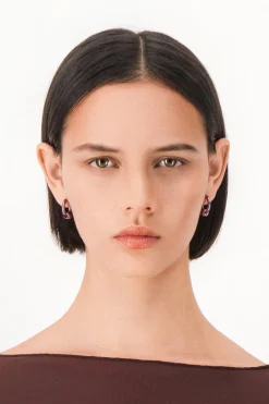 Justine Clenquet Sam dark purple earrings New